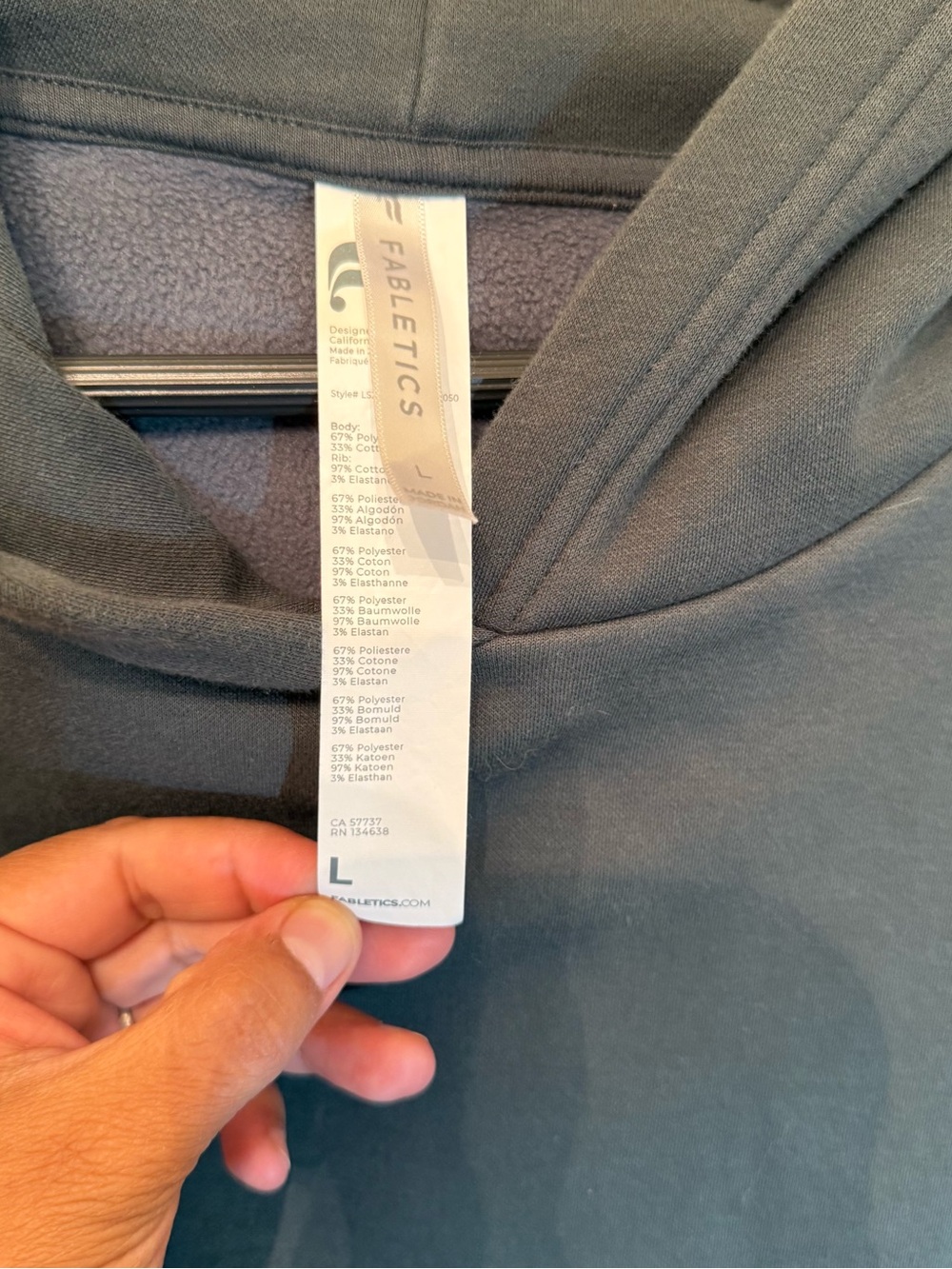 Fabletics Dark Green Hoodie – Size Large - Picture 4 of 5